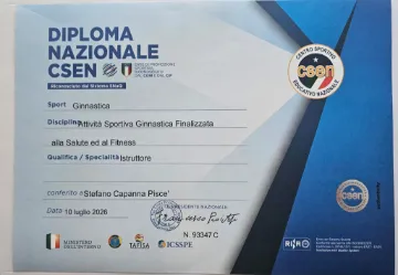 Diploma: CSEN — Istruttore Ginnastica finalizzata alla salute e al fitness